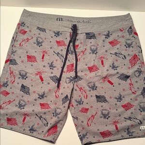 Travis Mathew Patriotic Gray Swim Shorts